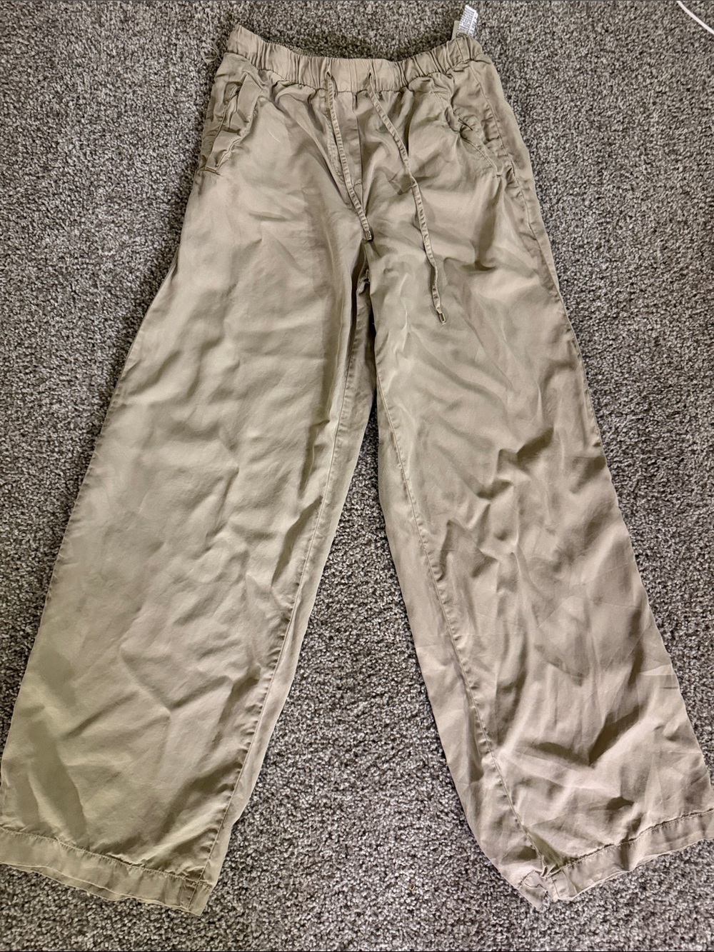 Zara Olive Drawstring Wide-Leg Track Pants